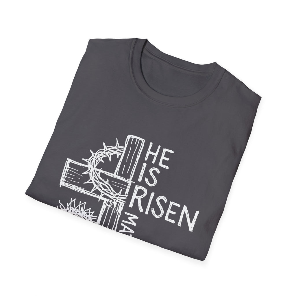 He is risen matthew 28 6 cute christian easter resurrection cross crown of thorns T-Shirt
