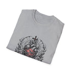 Sacred Heart Barbed Wire Cross Dark Roses Anatomical Heart T-Shirt