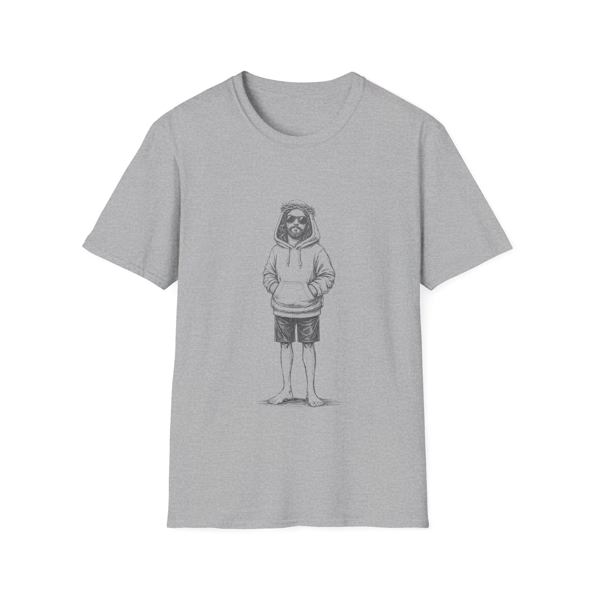 Urban jesus sunglasses crown of thorns barefoot relaxed christian street style youth aesthetic T-Shirt