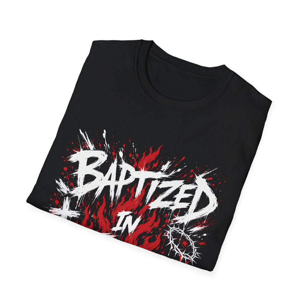 Baptized In Fire Christian Faith Revival Cross Crown Of Thorns Flame T-Shirt