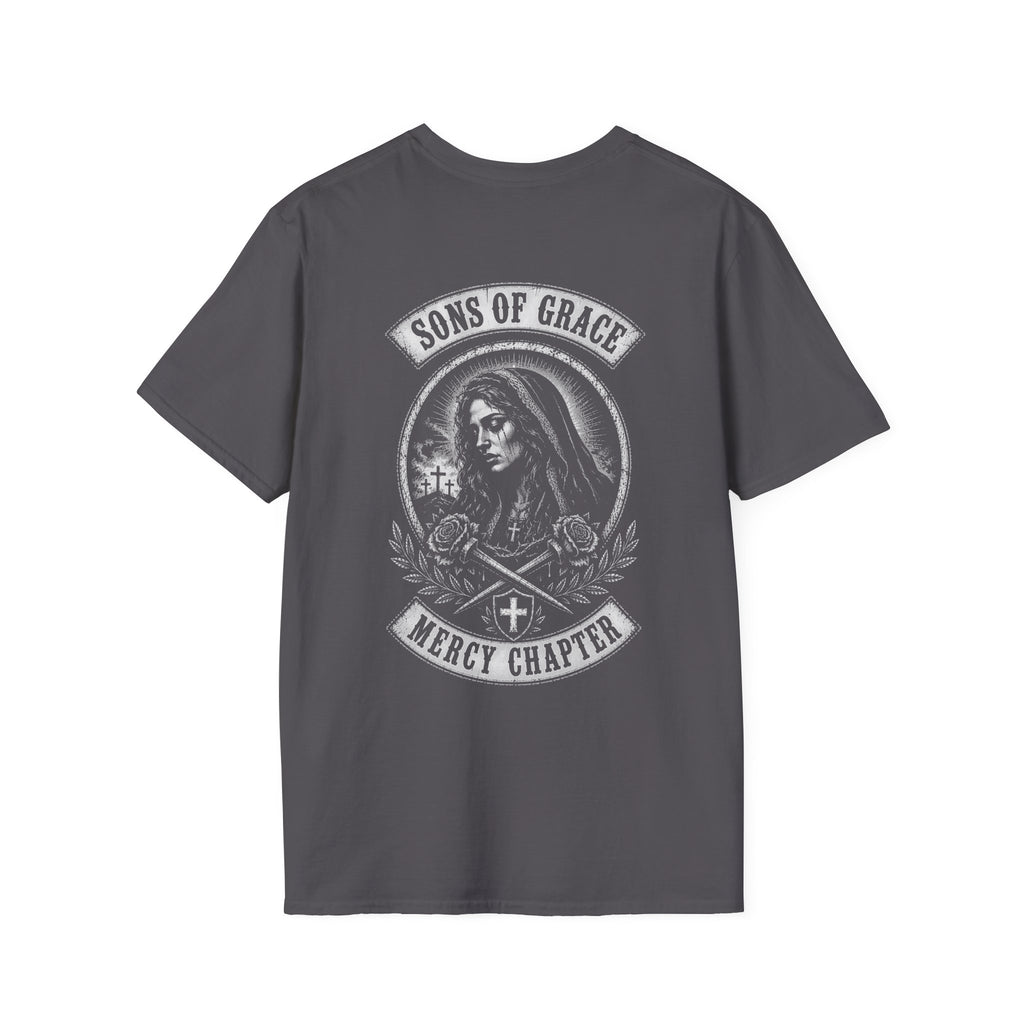 Sons Of Grace Mercy Chapter Gothic Virgin Mary Cross And Roses Catholic Biker Faith Emblem