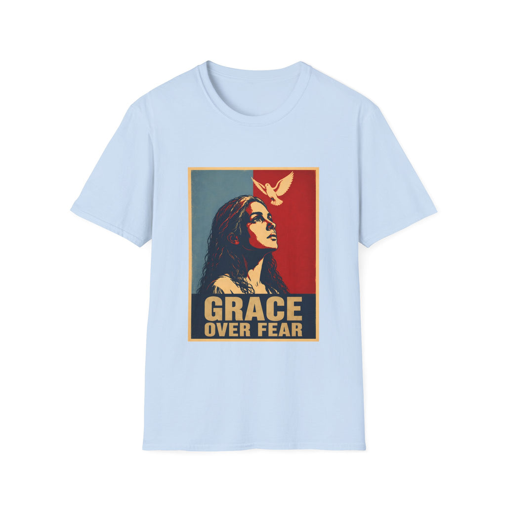 Grace Over Fear Christian Faith Inspirational Dove Woman Religious Hope T-Shirt