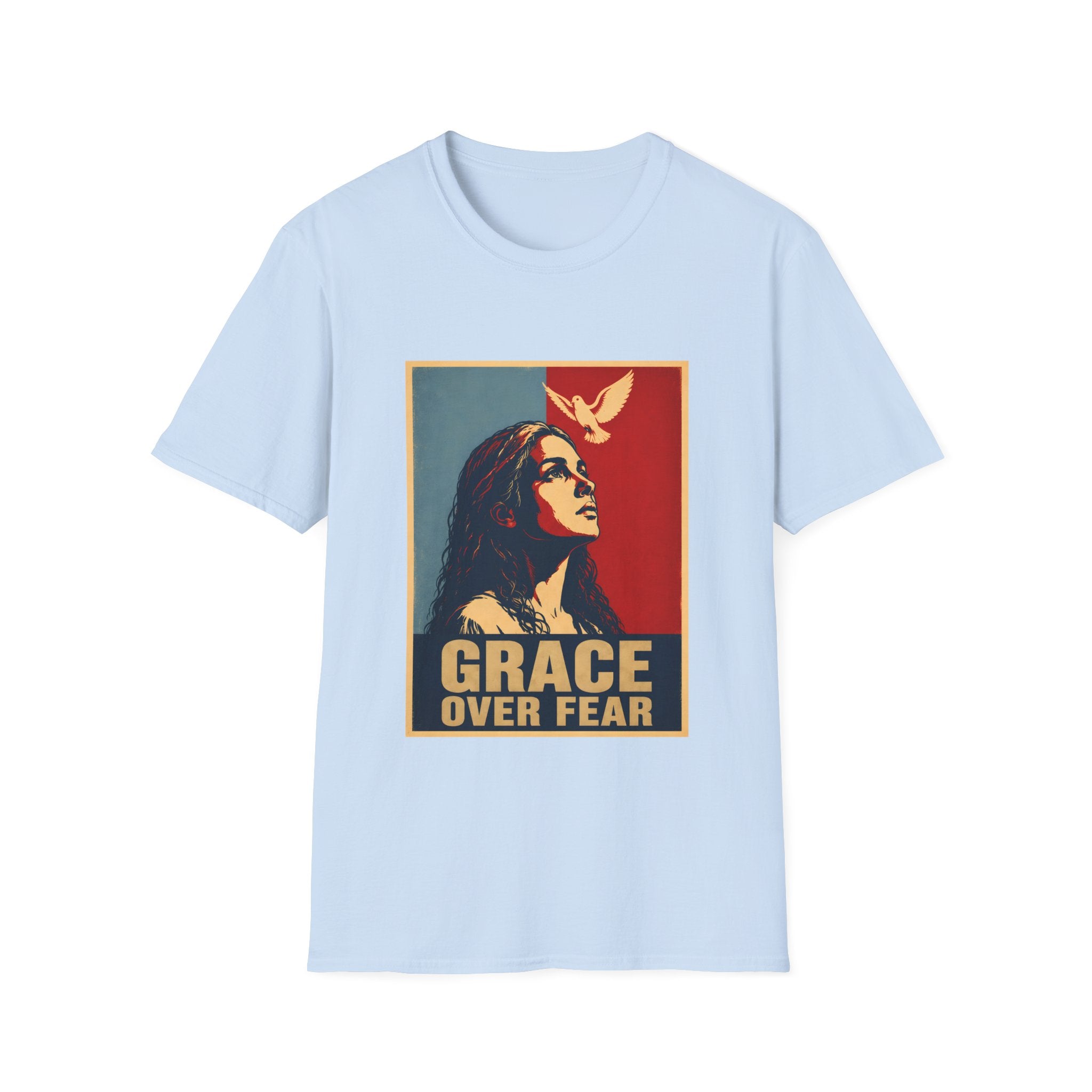 Grace Over Fear Christian Faith Inspirational Dove Woman Religious Hope T-Shirt