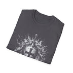 Medieval Crusader Knight Sword And Shield With Flaming Cross Emblem Fantasy Warrior Art T-Shirt