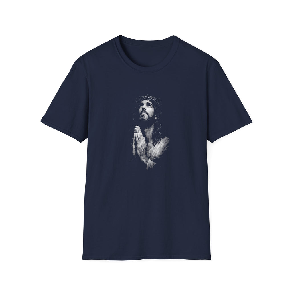 Jesus Christ Praying Crown Of Thorns Christian Faith Easter Good Friday Salvation Art T-Shirt