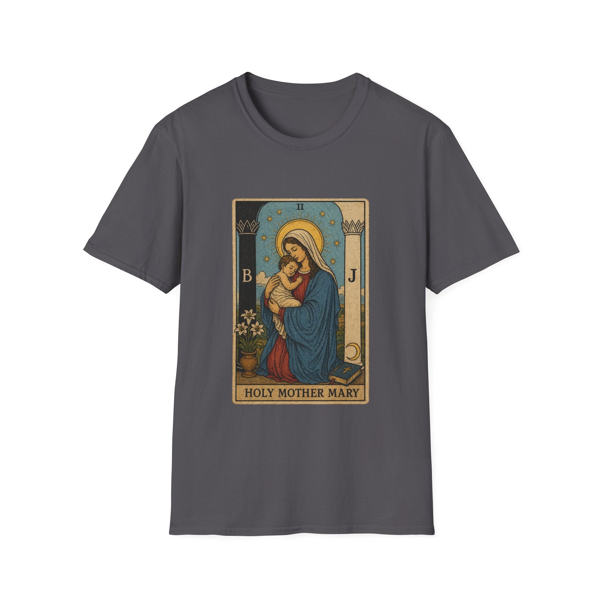 Holy mother mary vintage catholic art icon with baby jesus T-Shirt