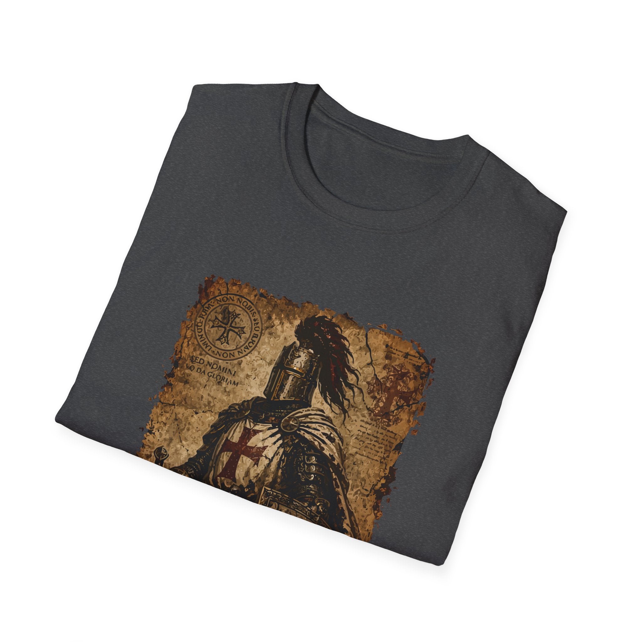 Templar Knight Non Nobis Domine Medieval Crusader Cross Shield And Sword Latin Motto Christian Warrior T-Shirt