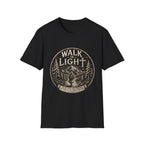 Walk In Light Ephesians 5 8 Christian Hiking Scripture Mountain Forest Adventure Faith Outdoors Bible Verse T-Shirt