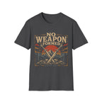 No Weapon Formed Isaiah 54 17 Christian Warrior Crossed Swords Mountain Sunset Faith T-Shirt