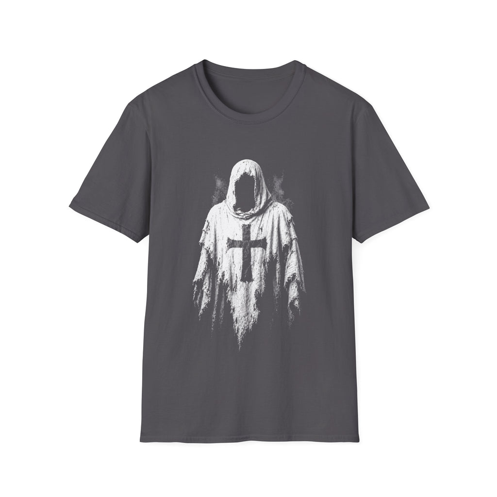 Hooded Crusader Phantom With Tattered Cross Robe Dark Gothic Grim Reaper Aesthetic T-Shirt