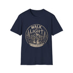 Walk In Light Ephesians 5 8 Christian Hiking Scripture Mountain Forest Adventure Faith Outdoors Bible Verse T-Shirt