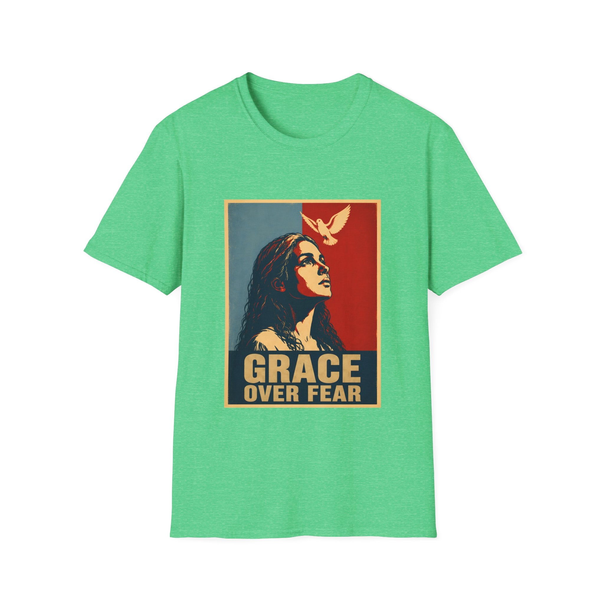 Grace Over Fear Christian Faith Inspirational Dove Woman Religious Hope T-Shirt