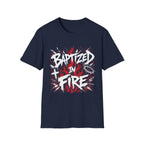 Baptized In Fire Christian Faith Revival Cross Crown Of Thorns Flame T-Shirt