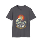 Made new baptized in christ cross and crashing ocean waves renewal T-Shirt