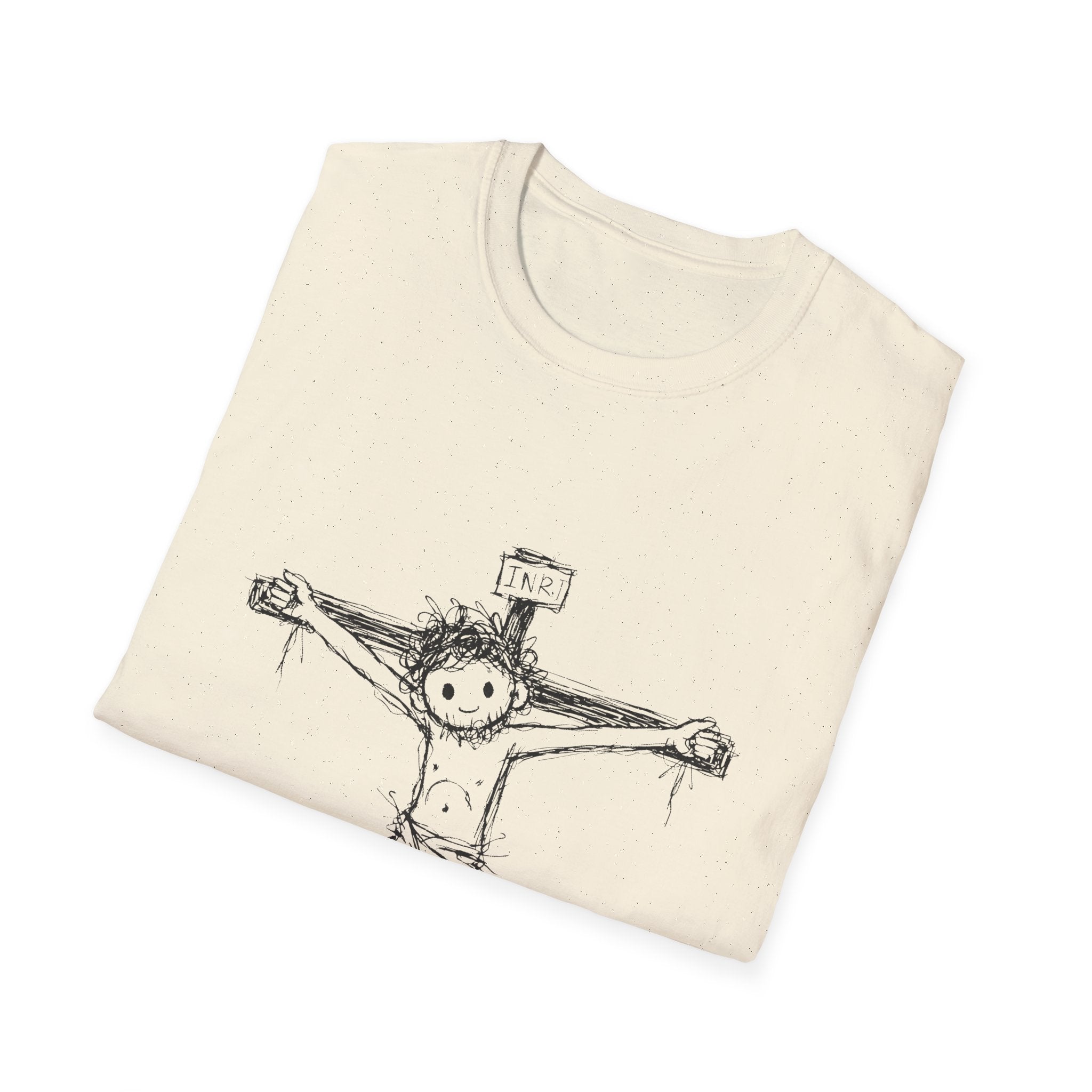 Inri cute jesus on the cross hand drawn christian faith easter good friday catholic bible T-Shirt