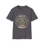 Walk In Light Ephesians 5 8 Christian Hiking Scripture Mountain Forest Adventure Faith Outdoors Bible Verse T-Shirt
