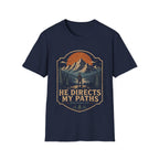 He Directs My Paths Proverbs 3 6 Christian Hiking Mountain Bible Verse Outdoor Faith Landscape T-Shirt