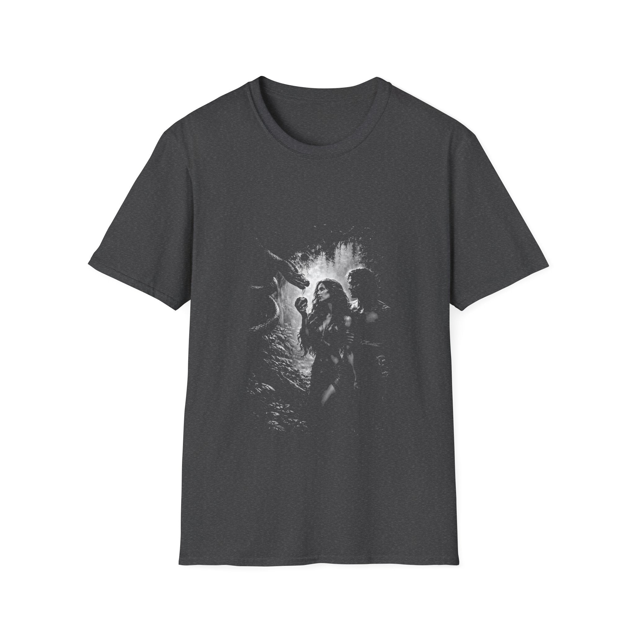 Eden temptation adam and eve serpent dark biblical design T-Shirt