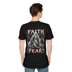 Faith Over Fear Christian Warrior Knight With Cross Storm Gothic Crusader Art Faith Over Fear Scripture Theme T-Shirt