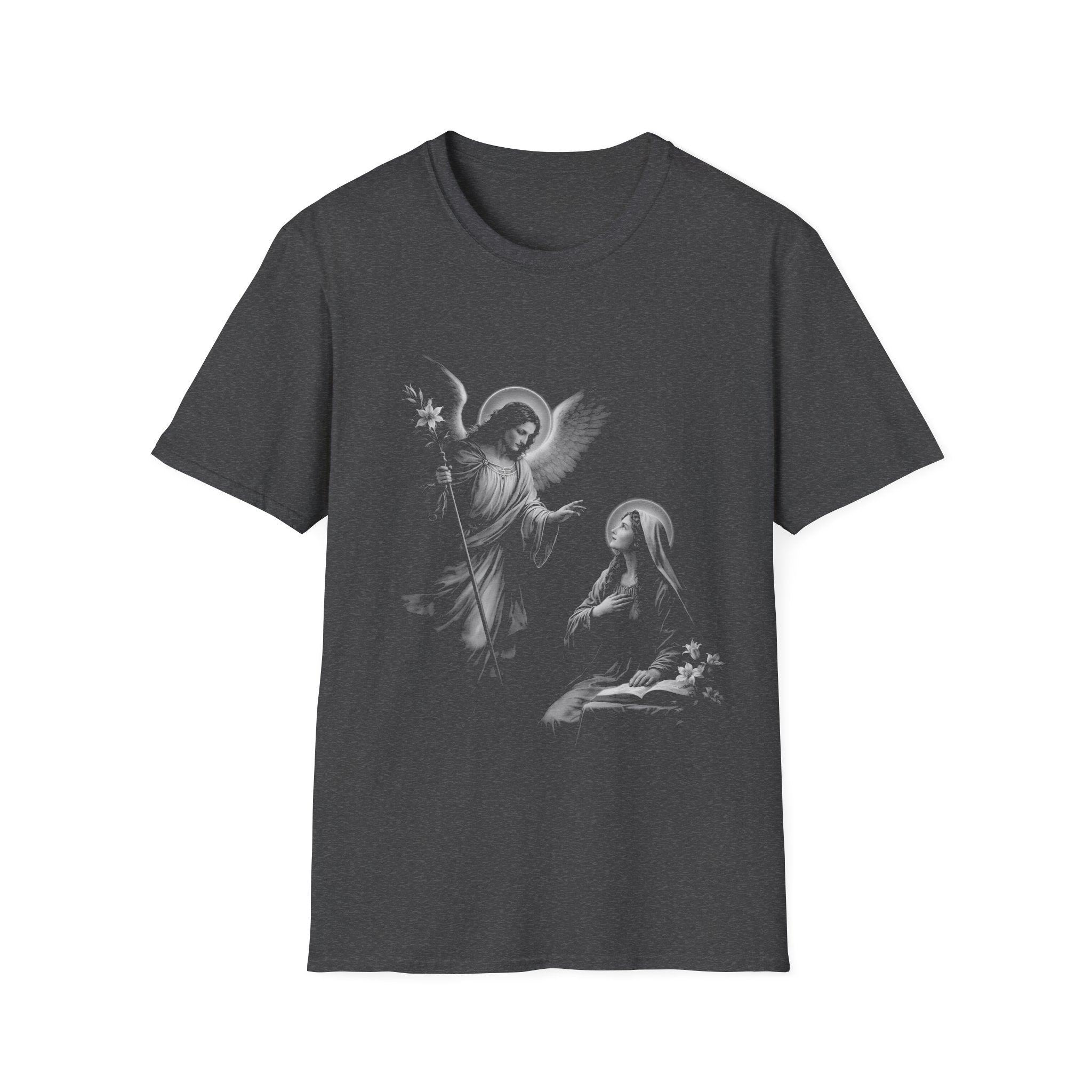 Annunciation angel gabriel and virgin mary christian catholic angelic scene religious artwork for believers and marian T-Shirt