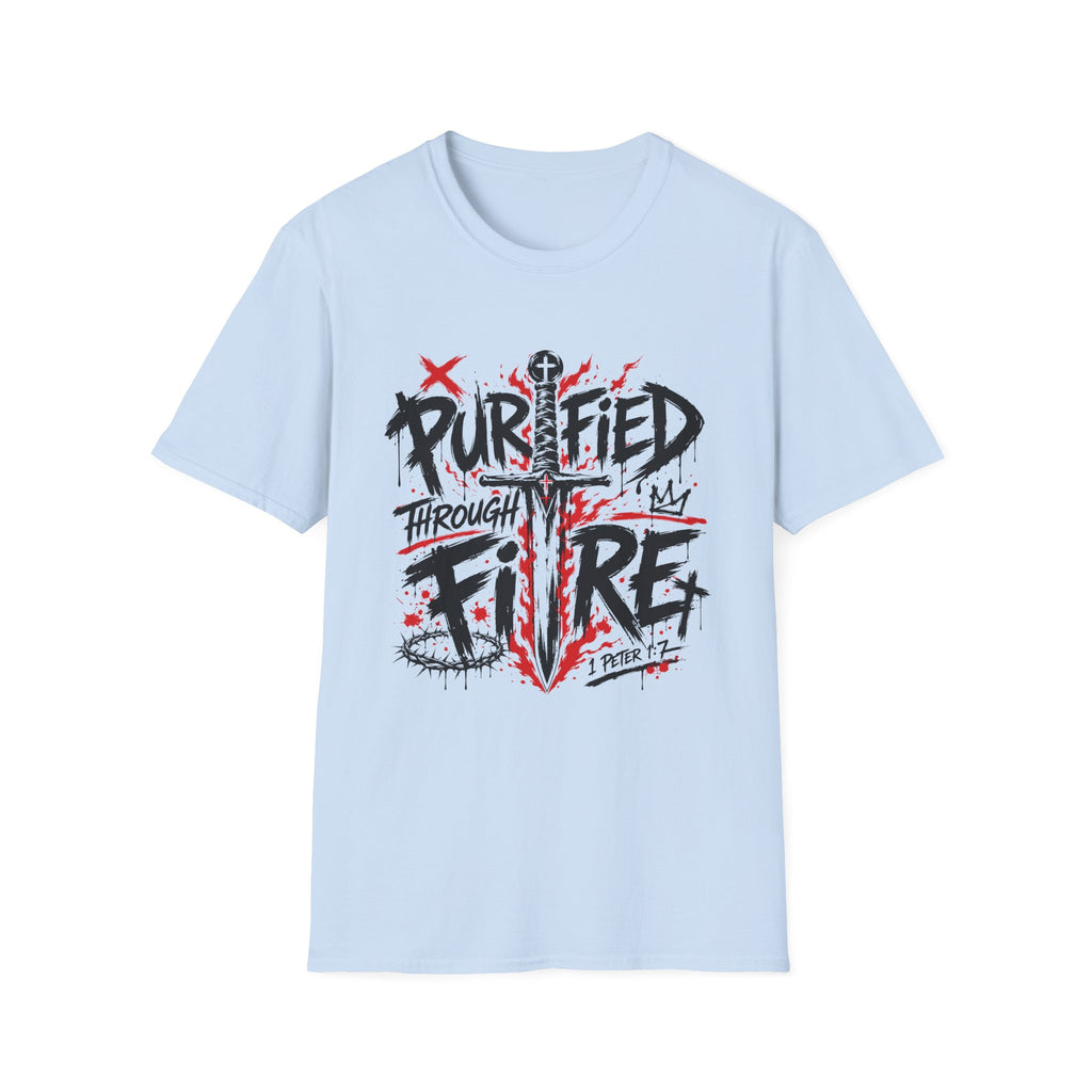 Purified Through Fire Christian Sword Cross 1 Peter 1 7 Bible Verse Faith