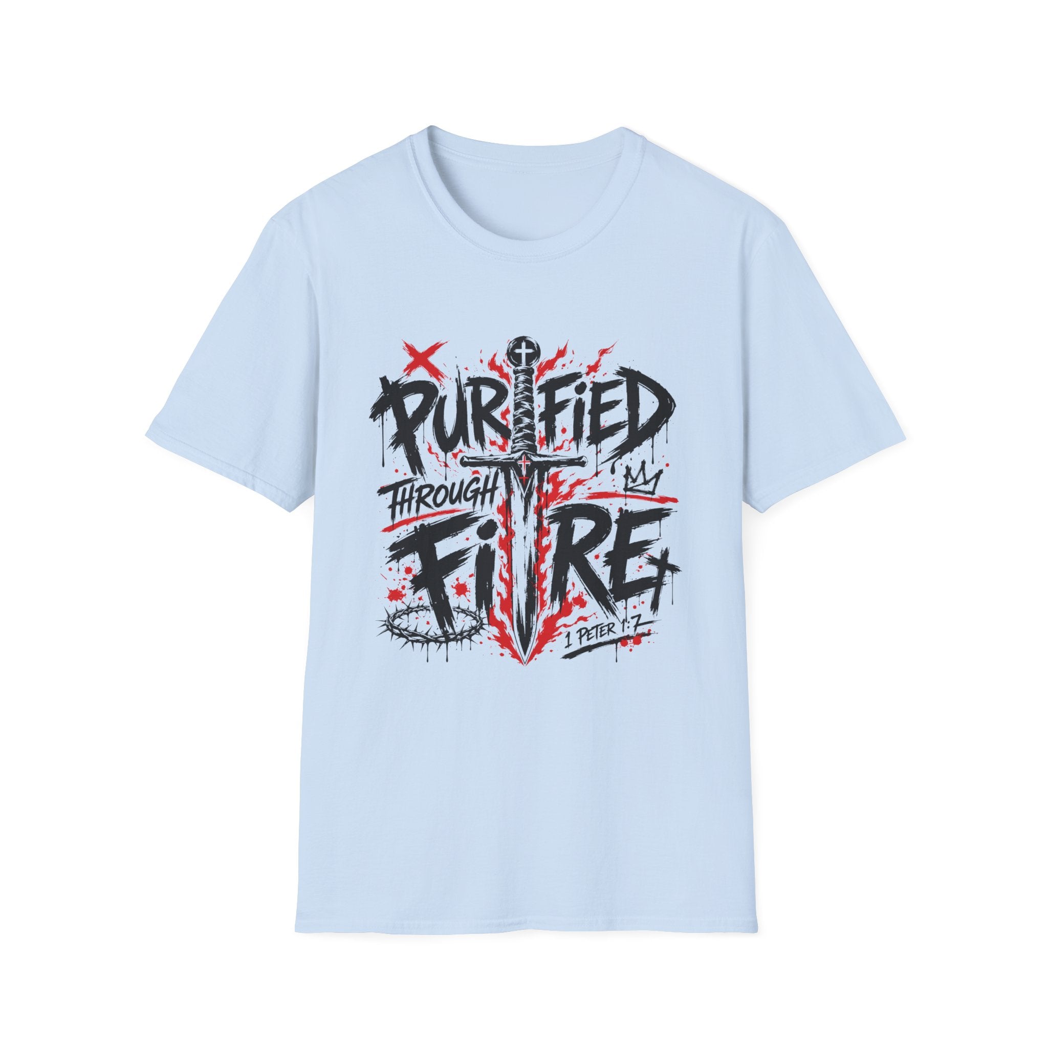 Purified Through Fire Christian Sword Cross 1 Peter 1 7 Bible Verse Faith