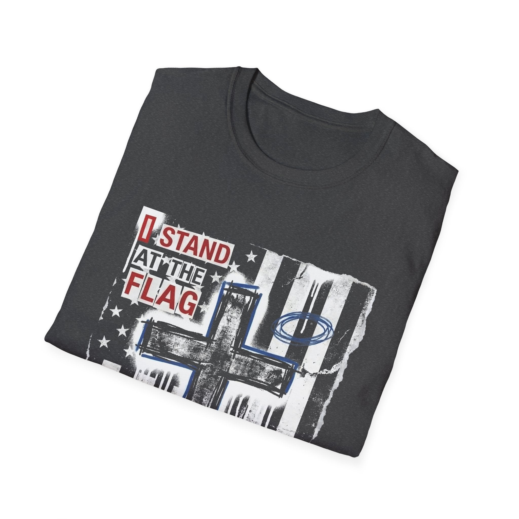I stand at the flag i kneel at the cross christian patriotic american flag cross T-Shirt
