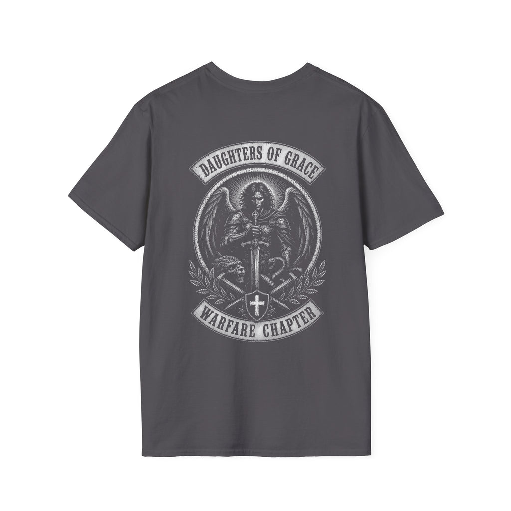 Daughters Of Grace Warfare Chapter Christian Warrior Angel Sword Lion Serpent Spiritual Battle Faith T-Shirt