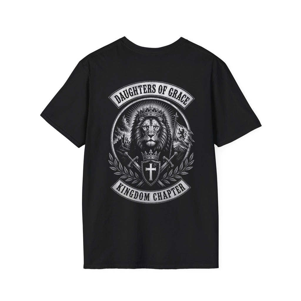Daughters Of Grace Kingdom Chapter Lion Of Judah Christian Cross Shield And Swords Emblem T-Shirt