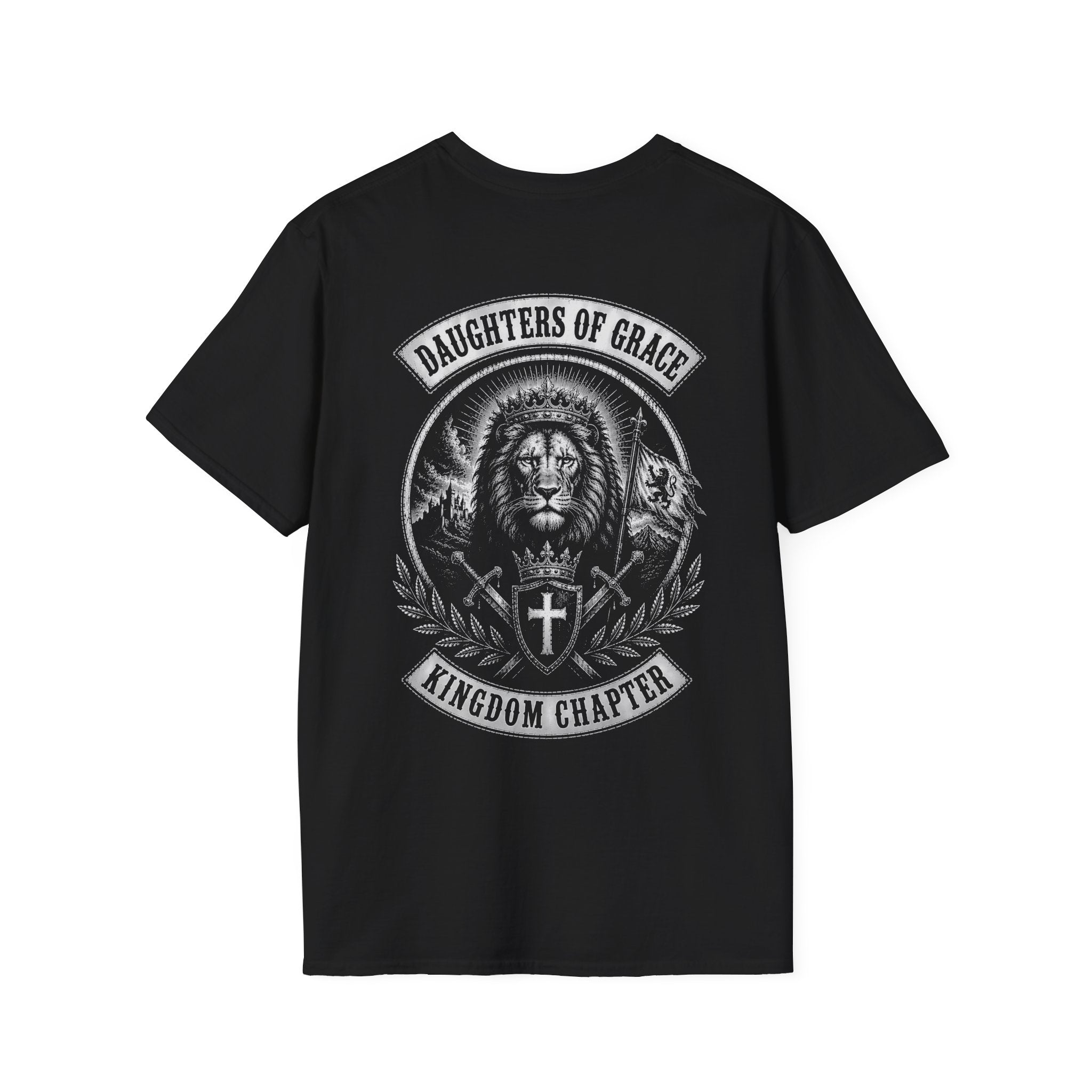 Daughters Of Grace Kingdom Chapter Lion Of Judah Christian Cross Shield And Swords Emblem T-Shirt