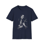 mary magdalene weeping with cross dark christian gothic spiritual portrait in black and white T-Shirt