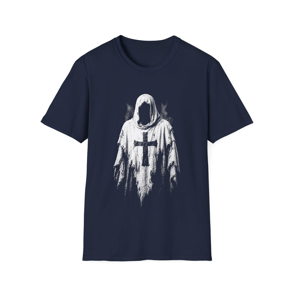 Hooded Crusader Phantom With Tattered Cross Robe Dark Gothic Grim Reaper Aesthetic T-Shirt