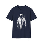 Hooded Crusader Phantom With Tattered Cross Robe Dark Gothic Grim Reaper Aesthetic T-Shirt