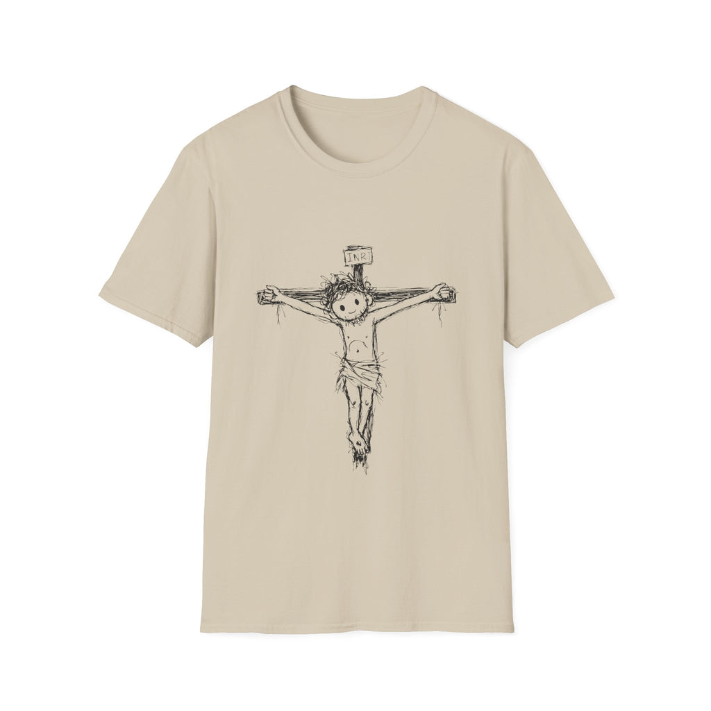 Inri cute jesus on the cross hand drawn christian faith easter good friday catholic bible T-Shirt