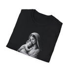 Virgin mary holding baby jesus sacred mother and child christian catholic iconic image T-Shirt