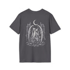 BACKPRINT Gothic Weeping Angel Under Crescent Moon In Ruined Cathedral Dark Fallen Angel BACKPRINT T-Shirt