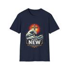 Made new baptized in christ cross and crashing ocean waves renewal T-Shirt