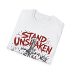 Stand Unshaken Christian Warrior Sword Cross Armor Faith Over Fear Bible Verse Ephesians 6 Isaiah 54 T-Shirt