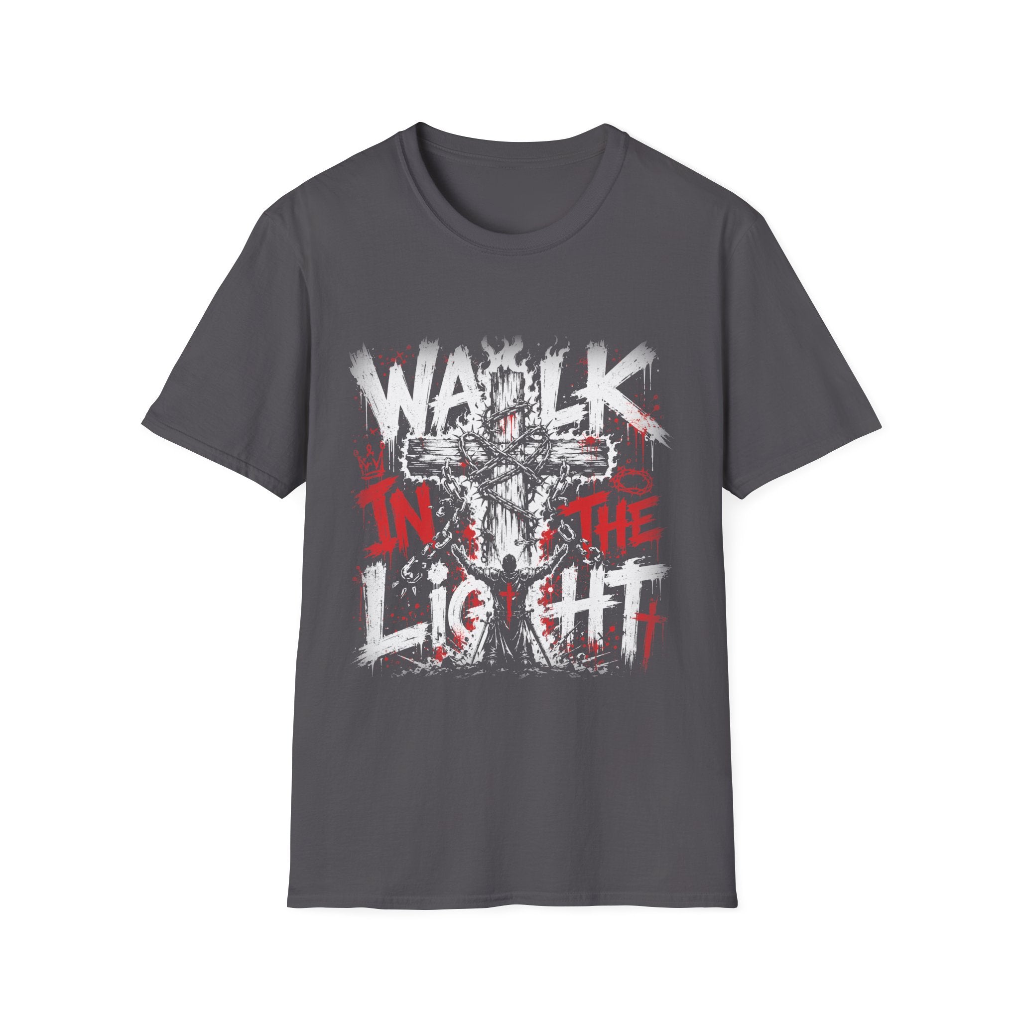 Walk In The Light Christian Cross Art Jesus Faith Spiritual Warfare Scripture Inspired T-Shirt