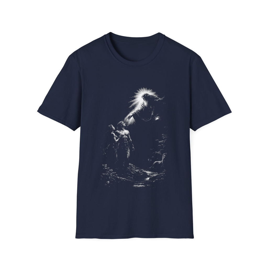 Creation of adam and eve with god in eden spiritual christian biblical scene T-Shirt