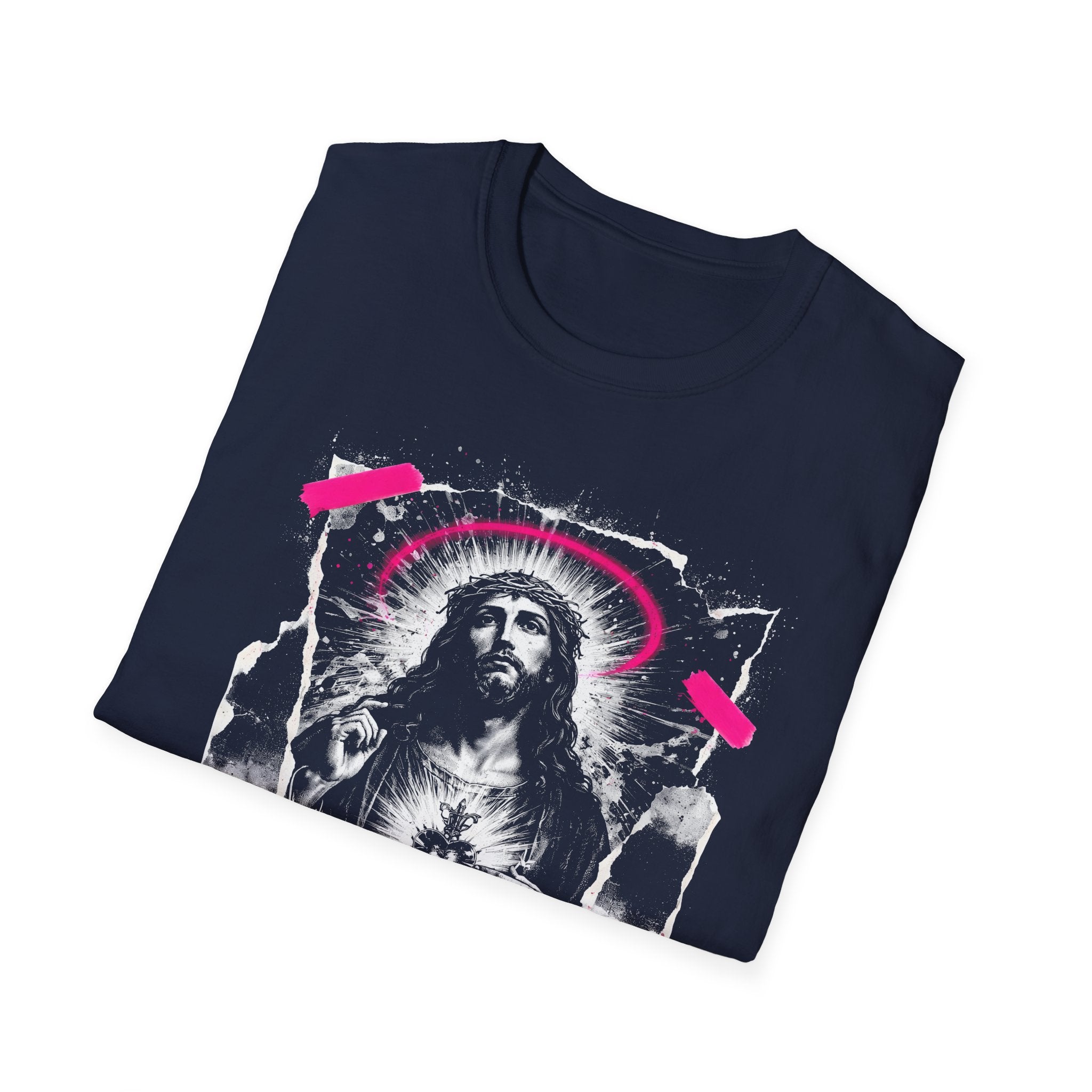 Jesus sacred heart urban christian pink halo grunge faith street style T-Shirt
