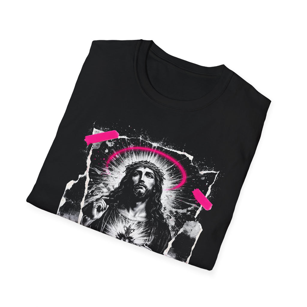 Jesus sacred heart urban christian pink halo grunge faith street style T-Shirt