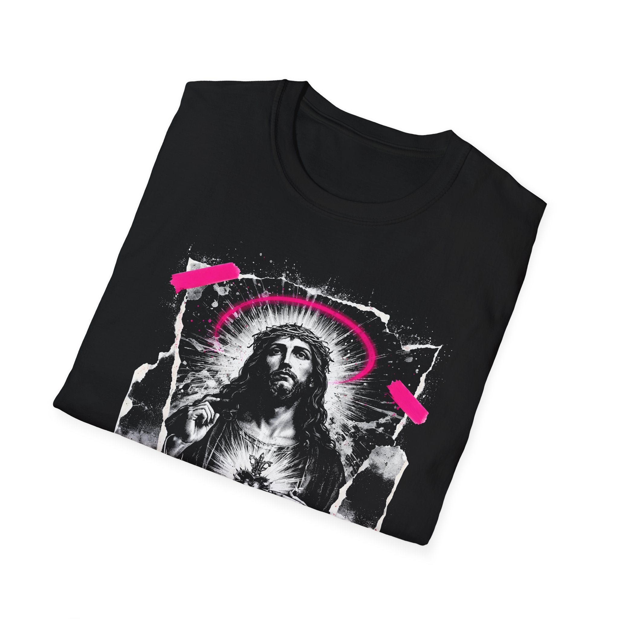 Jesus sacred heart urban christian pink halo grunge faith street style T-Shirt