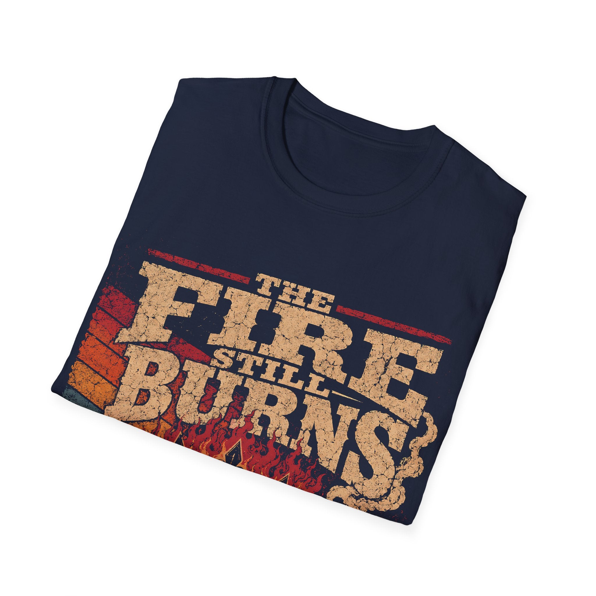 The Fire Still Burns Christian Revival Cross Crown Retro Vintage Faith Jesus T-Shirt