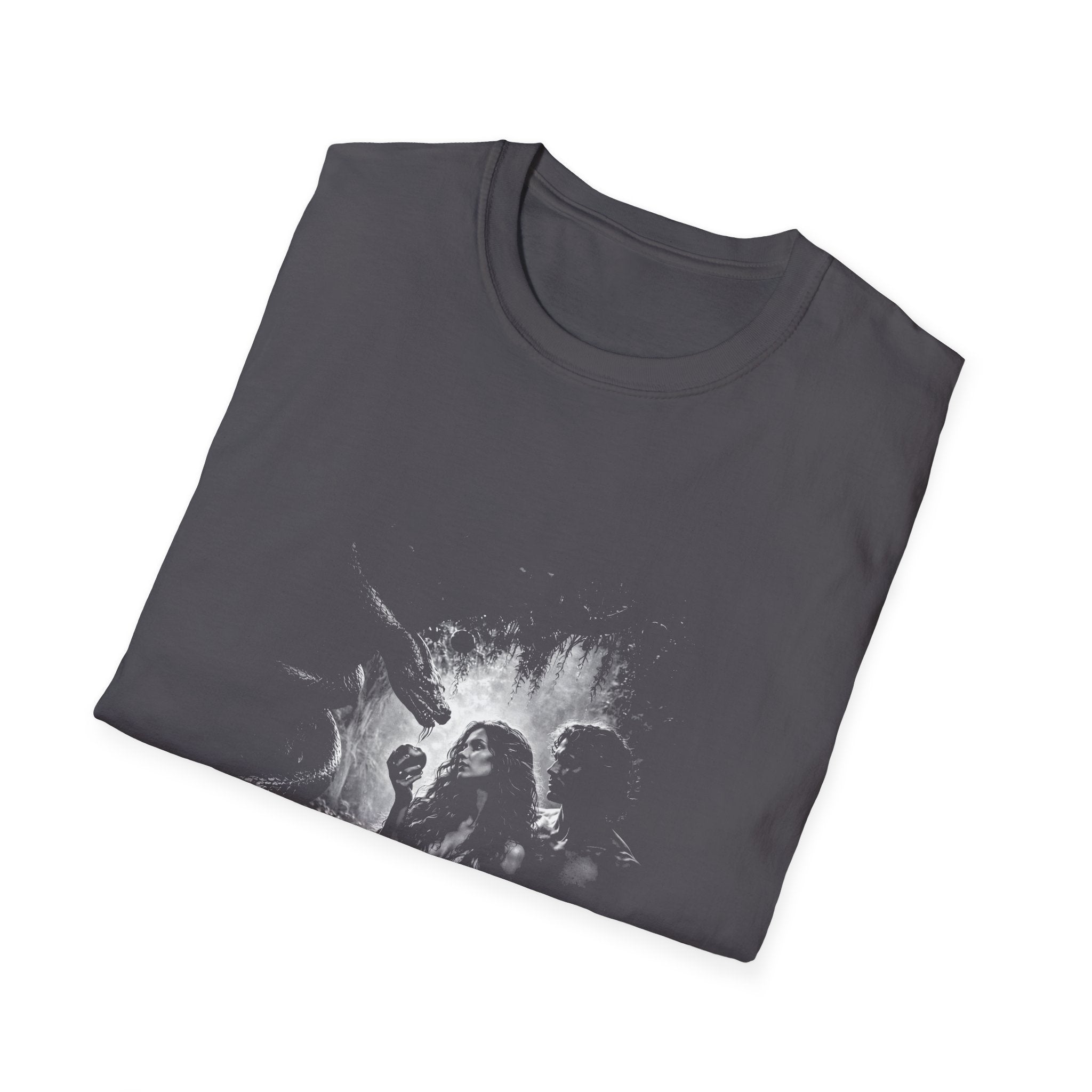 Eden temptation adam and eve serpent dark biblical design T-Shirt