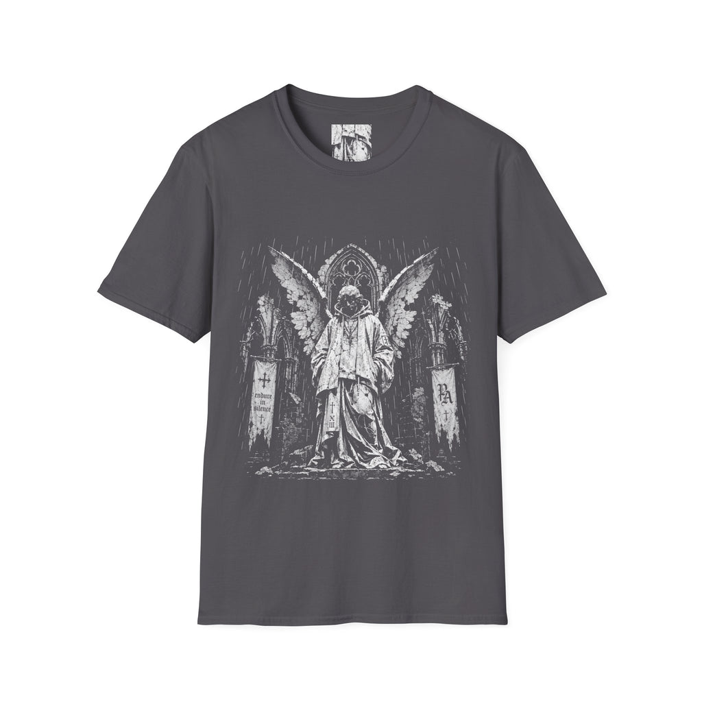 Endure In Silence Fallen Gothic Angel In Ruined Cathedral  Aesthetic For Metal And Horror Fans T-Shirt