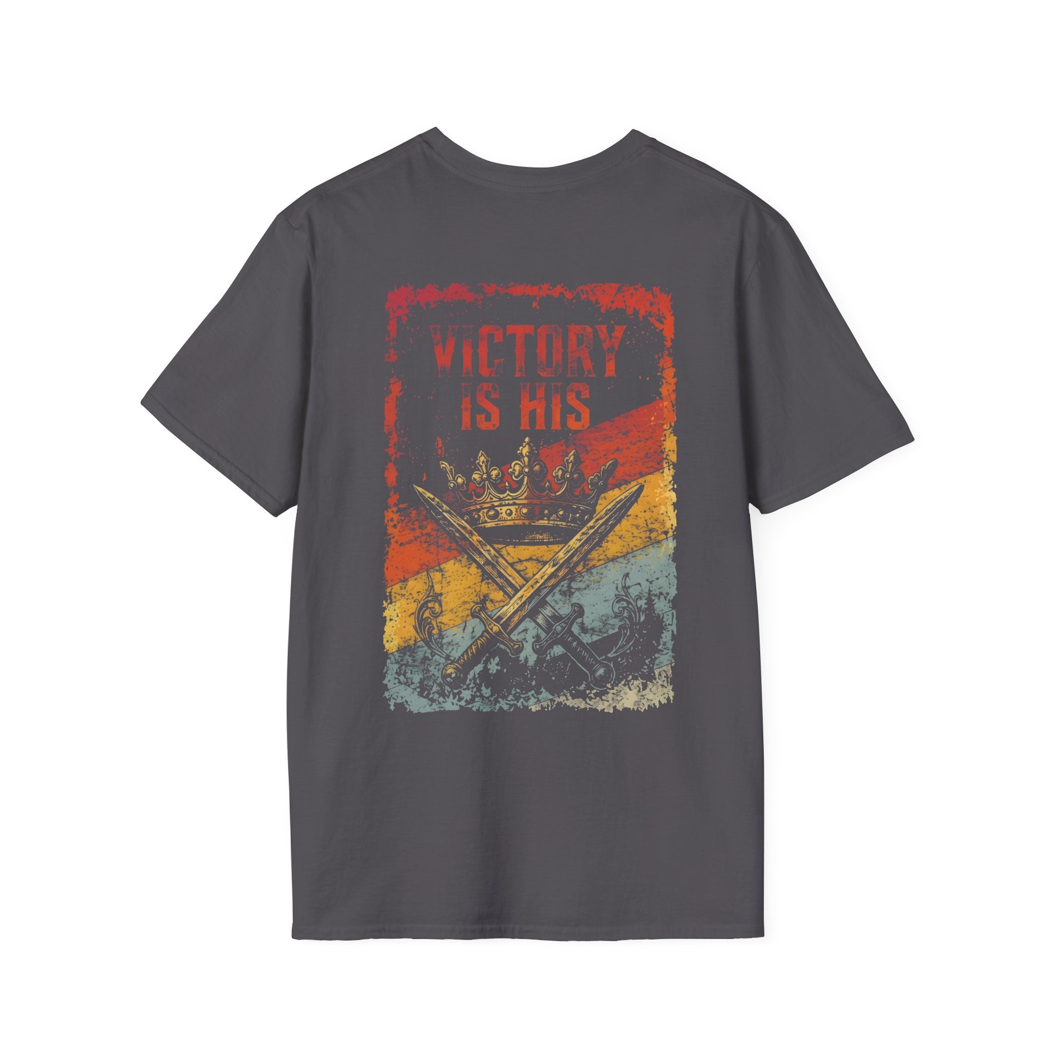 Victory Is His Christian Crown And Crossed Swords Vintage Faith Warrior Graphic For Men And Women Believers T-Shirt