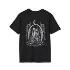 BACKPRINT Gothic Weeping Angel Under Crescent Moon In Ruined Cathedral Dark Fallen Angel BACKPRINT T-Shirt