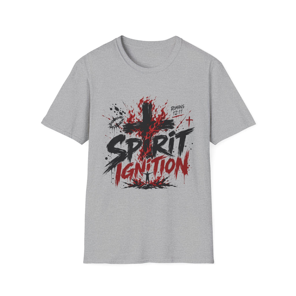 Spirit Ignition Romans 12 11 Fiery Christian Cross Worship Revival Faith T-Shirt