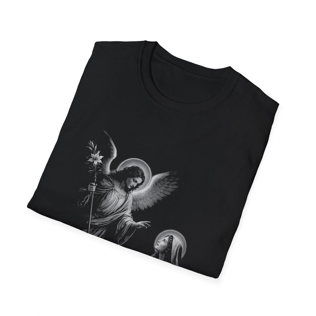 Annunciation angel gabriel and virgin mary christian catholic angelic scene religious artwork for believers and marian T-Shirt